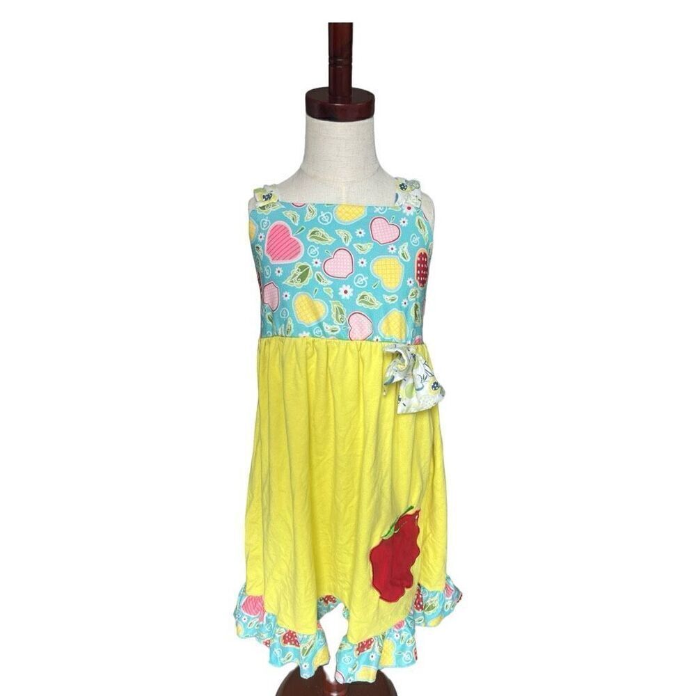 Youth Girls Boutique Apple Back to School Sleeveless Soft Spun Dress - Sz M